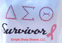 Load image into Gallery viewer, White tee with DST Survivor & Cancer ribbon theme