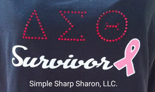 Load image into Gallery viewer, Black Tee with Bling DST Survivor & Cancer Ribbon theme