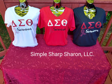 Load image into Gallery viewer, White tee with DST Survivor & Cancer ribbon theme