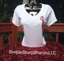 Load image into Gallery viewer, White Tee with DST Torch of Wisdom Design