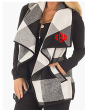 Load image into Gallery viewer, Diamond Monogrammed White and Black Buffalo Plaid Vest