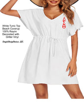 Load image into Gallery viewer, DST Red, Black, or White Tunic Top Customizable Coverup