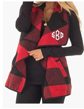 Load image into Gallery viewer, Diamond Monogrammed Red and Black Buffalo Plaid Vest
