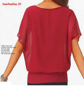Load image into Gallery viewer, Red Chiffon Dress Top with DST Embroidered Shield