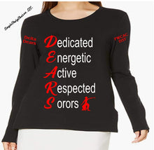 Load image into Gallery viewer, Delta D.E.A.R.S. Design 1 on black tops