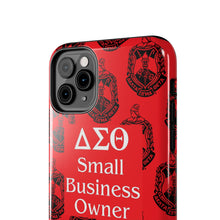 Load image into Gallery viewer, Phone Case in Red with DST Crest in Black with DST Small Business Owner Theme
