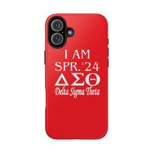 Load image into Gallery viewer, Phone Case in Red with I AM SPR. &#39;24 DST Theme in White
