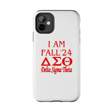 Load image into Gallery viewer, Phone Case in White with I AM FALL &#39;24 DST Theme in Red
