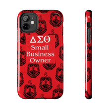 Load image into Gallery viewer, Phone Case in Red with DST Crest in Black with DST Small Business Owner Theme
