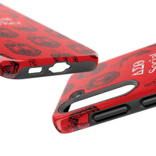 Load image into Gallery viewer, Phone Case in Red with DST Crest in Black with DST Social Worker Theme
