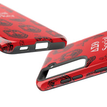 Load image into Gallery viewer, Phone Case in Red with DST Crest in Black with DST Social Worker Theme
