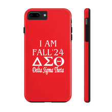 Load image into Gallery viewer, Phone Case in Red with I AM FALL &#39;24 DST Theme in White
