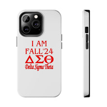 Load image into Gallery viewer, Phone Case in White with I AM FALL &#39;24 DST Theme in Red
