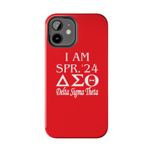 Load image into Gallery viewer, Phone Case in Red with I AM SPR. &#39;24 DST Theme in White
