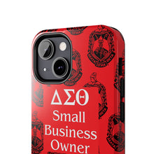 Load image into Gallery viewer, Phone Case in Red with DST Crest in Black with DST Small Business Owner Theme
