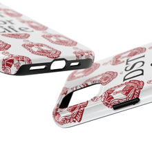 Load image into Gallery viewer, Phone Case in White with DST Crest in Red and DST for Life in Black
