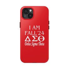 Load image into Gallery viewer, Phone Case in Red with I AM FALL &#39;24 DST Theme in White
