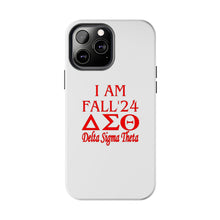 Load image into Gallery viewer, Phone Case in White with I AM FALL &#39;24 DST Theme in Red
