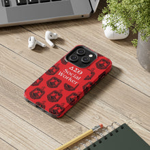 Load image into Gallery viewer, Phone Case in Red with DST Crest in Black with DST Social Worker Theme
