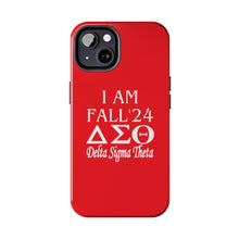 Load image into Gallery viewer, Phone Case in Red with I AM FALL &#39;24 DST Theme in White
