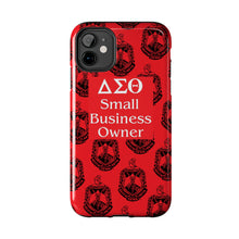 Load image into Gallery viewer, Phone Case in Red with DST Crest in Black with DST Small Business Owner Theme
