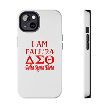 Load image into Gallery viewer, Phone Case in White with I AM FALL &#39;24 DST Theme in Red
