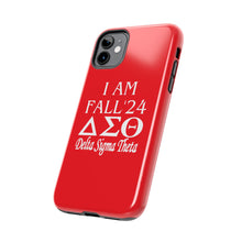 Load image into Gallery viewer, Phone Case in Red with I AM FALL &#39;24 DST Theme in White
