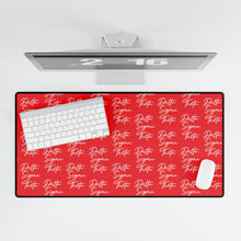 Load image into Gallery viewer, Red Desk Mat with White DST Theme
