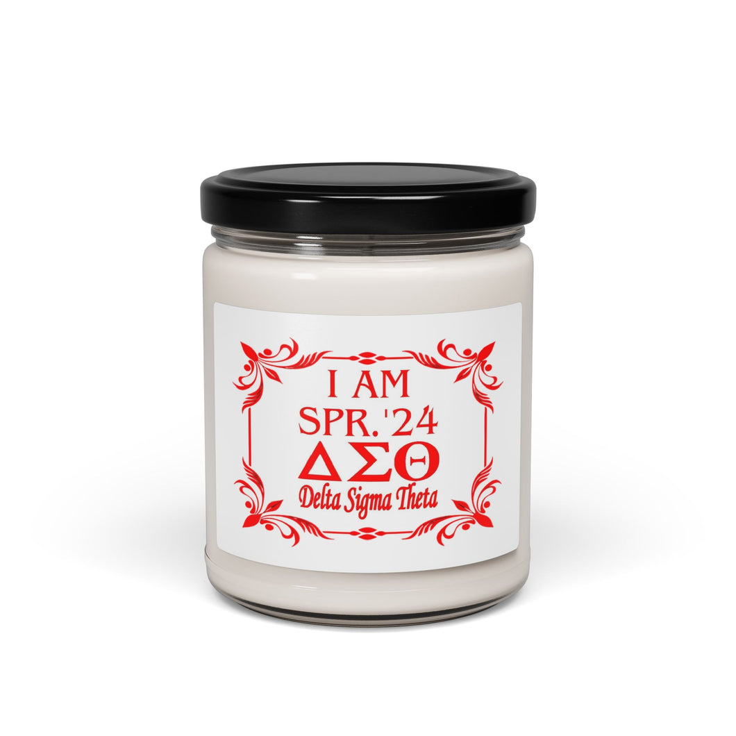 Scented Soy Candle, 9oz with White Label and Red I AM SPR. '24 DST Theme