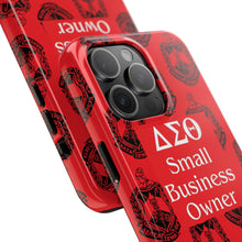 Load image into Gallery viewer, Phone Case in Red with DST Crest in Black with DST Small Business Owner Theme
