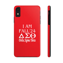 Load image into Gallery viewer, Phone Case in Red with I AM FALL &#39;24 DST Theme in White
