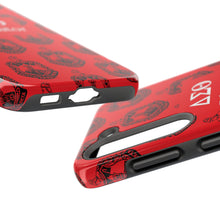 Load image into Gallery viewer, Phone Case in Red with DST Crest in Black with DST Educator Theme
