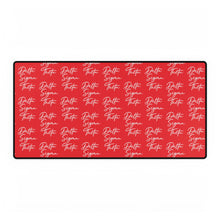 Load image into Gallery viewer, Red Desk Mat with White DST Theme
