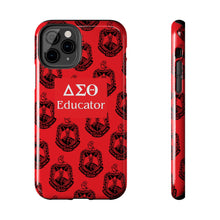 Load image into Gallery viewer, Phone Case in Red with DST Crest in Black with DST Educator Theme
