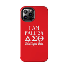 Load image into Gallery viewer, Phone Case in Red with I AM FALL &#39;24 DST Theme in White
