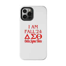 Load image into Gallery viewer, Phone Case in White with I AM FALL &#39;24 DST Theme in Red
