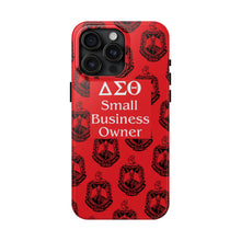 Load image into Gallery viewer, Phone Case in Red with DST Crest in Black with DST Small Business Owner Theme
