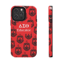 Load image into Gallery viewer, Phone Case in Red with DST Crest in Black with DST Educator Theme
