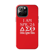 Load image into Gallery viewer, Phone Case in Red with I AM SPR. &#39;24 DST Theme in White
