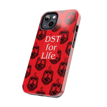 Load image into Gallery viewer, Phone Case in Red with DST Crest in Black with DST for Life in White
