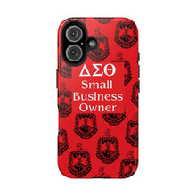 Load image into Gallery viewer, Phone Case in Red with DST Crest in Black with DST Small Business Owner Theme
