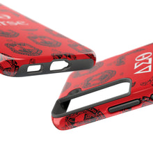 Load image into Gallery viewer, Phone Case in Red with DST Crest in Black with DST Nurse Theme
