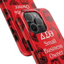 Load image into Gallery viewer, Phone Case in Red with DST Crest in Black with DST Small Business Owner Theme
