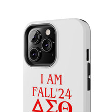 Load image into Gallery viewer, Phone Case in White with I AM FALL &#39;24 DST Theme in Red
