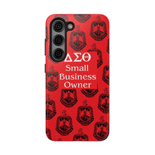 Load image into Gallery viewer, Phone Case in Red with DST Crest in Black with DST Small Business Owner Theme
