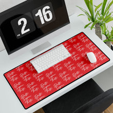 Load image into Gallery viewer, Red Desk Mat with White DST Theme
