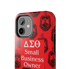 Load image into Gallery viewer, Phone Case in Red with DST Crest in Black with DST Small Business Owner Theme
