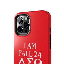 Load image into Gallery viewer, Phone Case in Red with I AM FALL &#39;24 DST Theme in White
