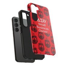 Load image into Gallery viewer, Phone Case in Red with DST Crest in Black with DST Small Business Owner Theme
