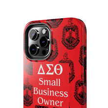 Load image into Gallery viewer, Phone Case in Red with DST Crest in Black with DST Small Business Owner Theme
